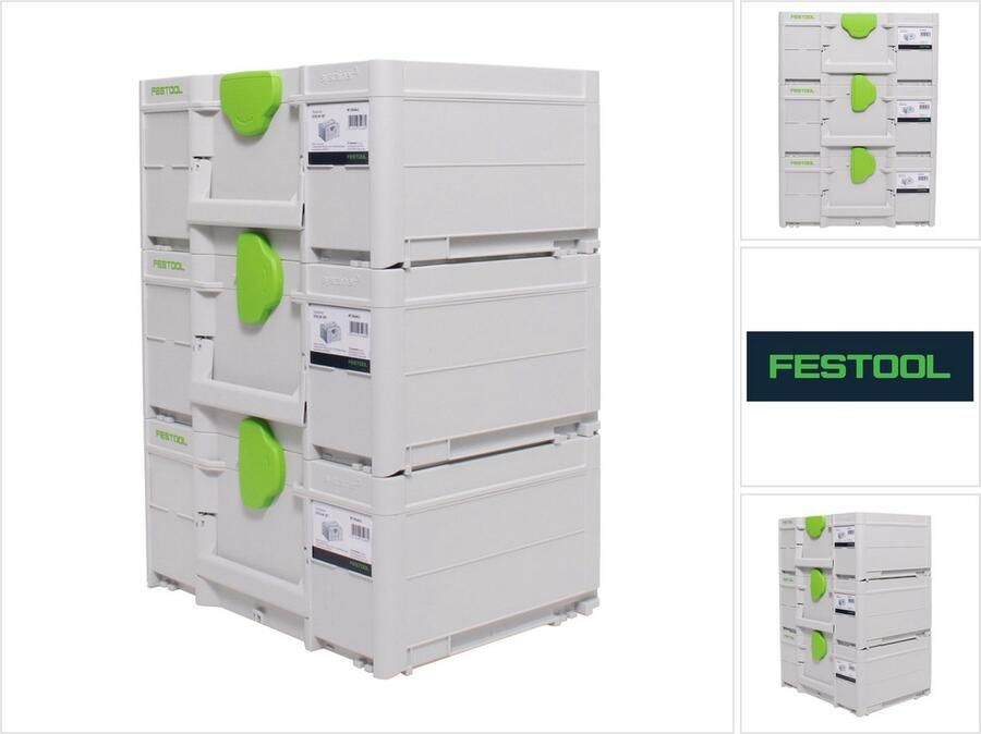Festool Systainerset 3x SYS3 M 187 ( 3x 204842 ) 15.9 liter 396x296x187mm Gereedschapskoffer koppelbaar