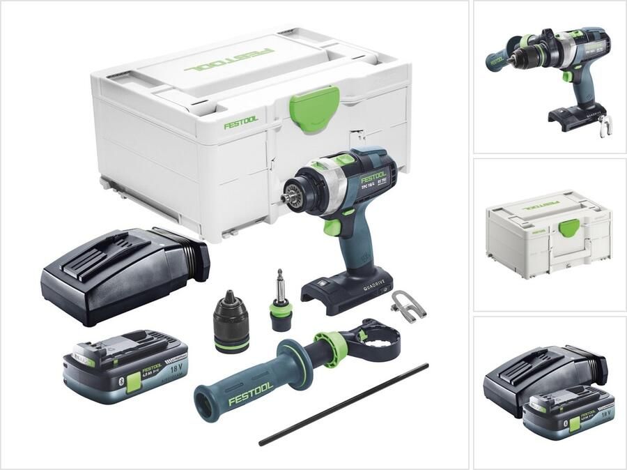 Festool TPC 18 4 I-Basic accu klopboormachine 18 V 75 Nm borstelloos + 1x accu 4.0 Ah + lader + systainer