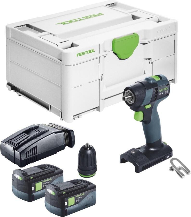 Festool TXS 18-Basic accuschroefboormachine 18 V 40 Nm borstelloos ( 576894 ) + 2x accu 5.0 Ah + snellader + systainer