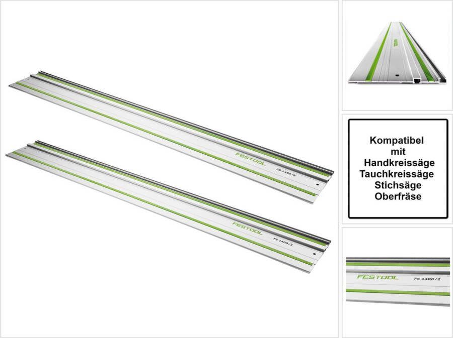 Festool FS 1080 2 Set 2x geleiderail 1080 mm ( 2x 491504 ) voor hand- inval- en decoupeerzagen bovenfrezen