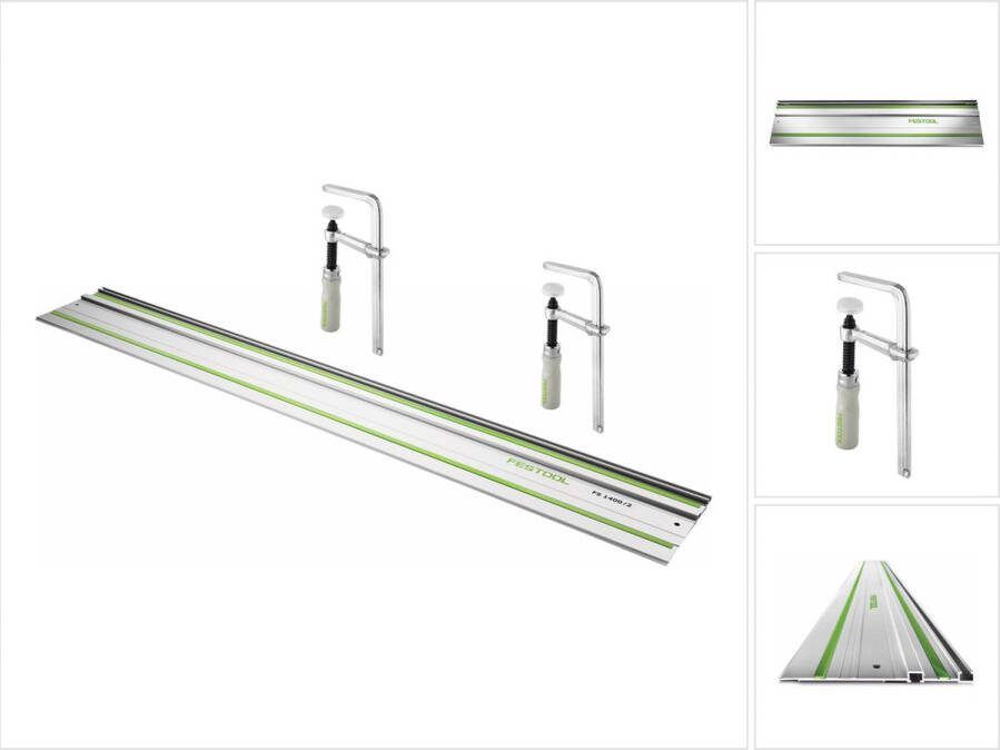 Festool FS 1400 2 geleiderail 1400 mm ( 491498 ) + 2x FSZ 120 schroefklem ( 489570 )