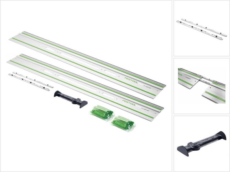 Festool FS 1400 2-KP geleiderail 2 stuks 1400 mm voor hand- inval- en decoupeerzagen bovenfrezen + FS 2-AW beschermkap + FSV 2 verbindingsstuk