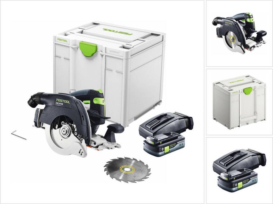 Festool HKC 55 EB-Basic accucirkelzaag 18 V 160 mm borstelloos ( 576163 ) + 1x accu 4.0 Ah + lader + Systainer