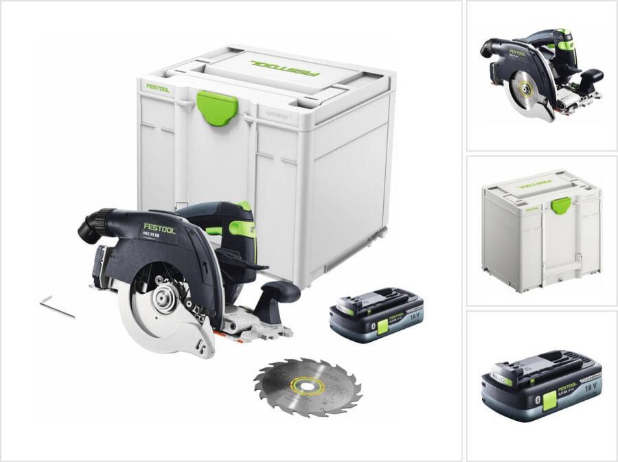 Festool HKC 55 EB-Basic accucirkelzaag 18 V 160 mm borstelloos ( 576163 ) + 1x accu 4.0 Ah + Systainer zonder oplader