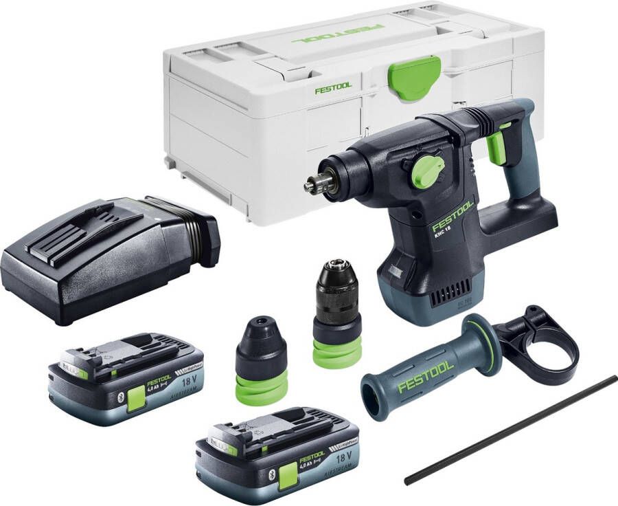 Festool KHC 18 EB-Basic accu combihamer 18 V 2.6 J SDS-Plus Brushless + 2x accu 4.0 Ah + lader + systainer
