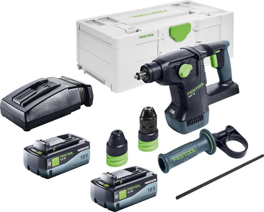 Festool KHC 18 EB-Basic accu combihamer 18 V 2.6 J SDS-Plus Brushless + 2x accu 8.0 Ah + lader + systainer