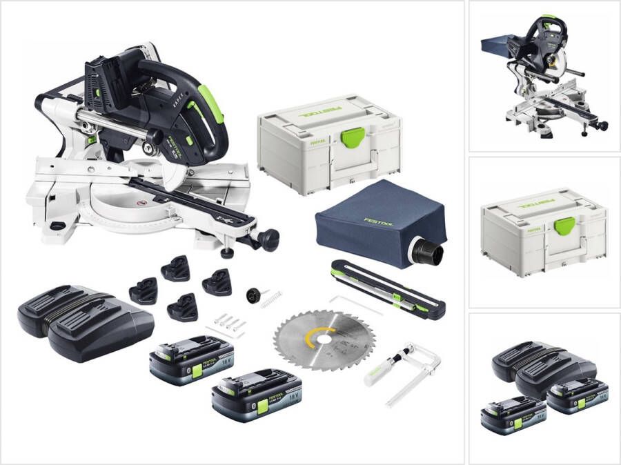 Festool KSC 60 EB-Basic KAPEX accu afkortzaag 18 V 36 V 216 mm borstelloos + 2x accu 4.0 Ah + lader + Systainer