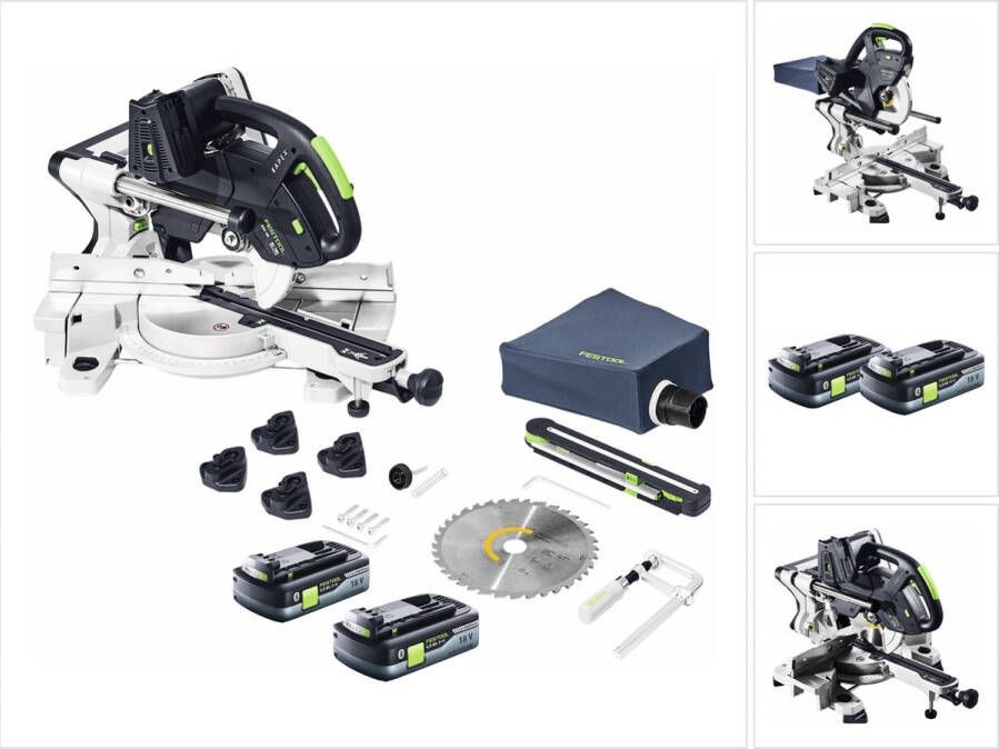 Festool KSC 60 EB-Basic KAPEX accu afkortzaag 18 V 36 V 216 mm borstelloos + 2x accu 4.0 Ah zonder oplader