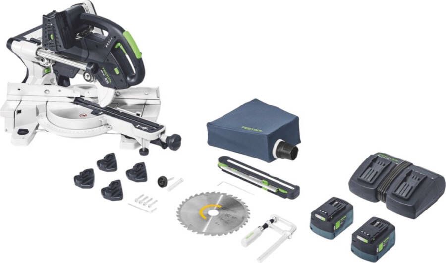 Festool KSC 60 EB-Basic KAPEX accu afkortzaag 18 V 36 V 216 mm borstelloos + 2x accu 5.0 Ah + dubbele lader
