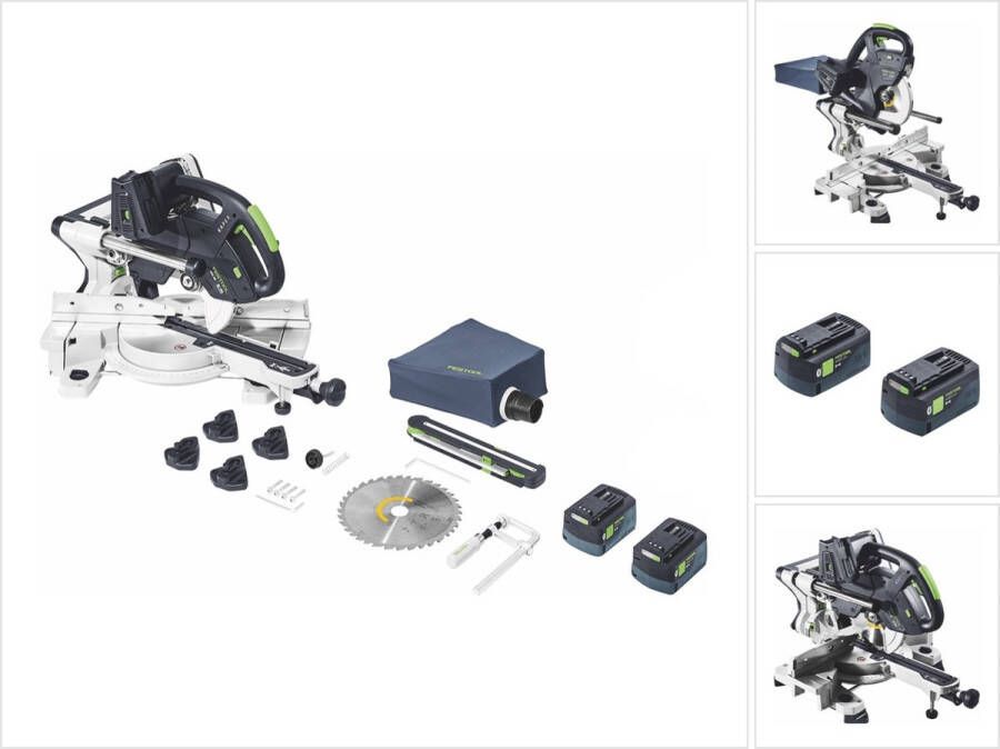 Festool KSC 60 EB-Basic KAPEX accu afkortzaag 18 V 36 V 216 mm borstelloos + 2x accu 5.0 Ah zonder oplader