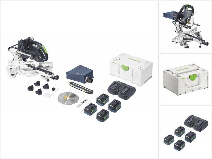 Festool KSC 60 EB-Basic KAPEX accu afkortzaag 18 V 36 V 216 mm borstelloos + 4x accu 5.0 Ah + dubbele lader + Systainer