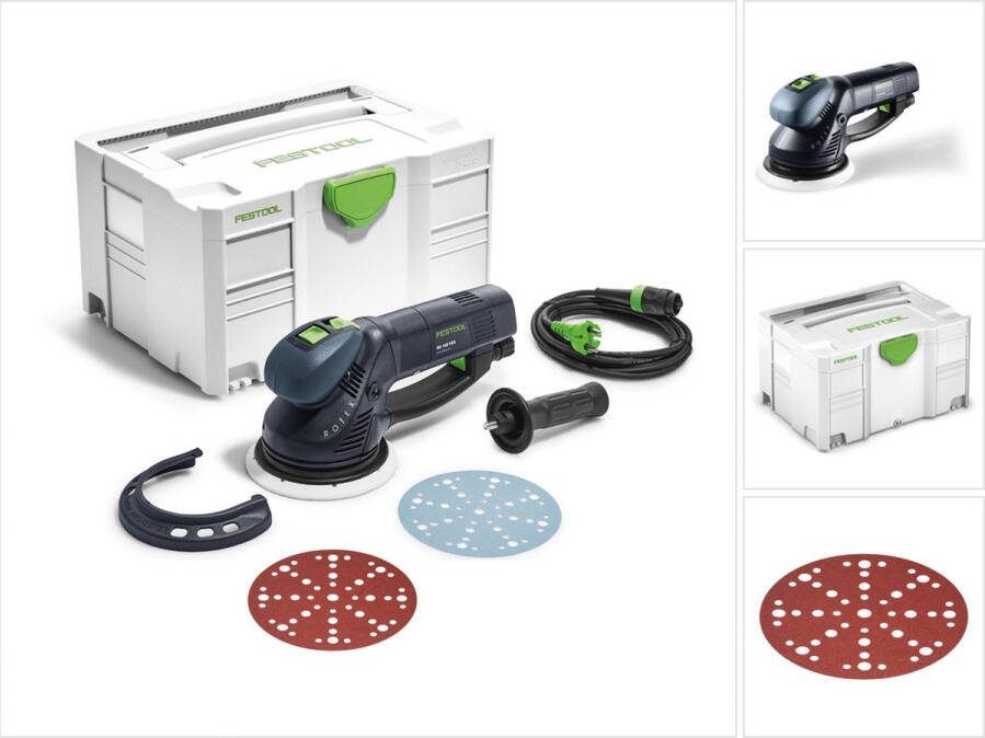 Festool RO 150 FEQ-Plus ROTEX tandwielkast excenterschuurmachine 720W 5mm slag ( 571805 ) in systainer + 50x schuurschijven P60