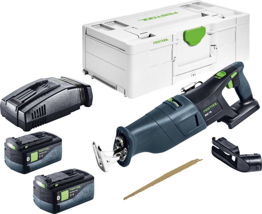 Festool RSC 18 EB-Basic accu reciprozaag 18 V borstelloos + 2x accu 5.0 Ah + snellader + systainer