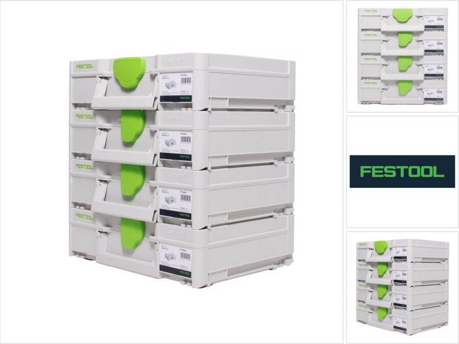 Festool Systainerset 4x SYS3 M 112 ( 4x 204840 ) 7 liter 396x296x112mm Gereedschapskoffer koppelbaar