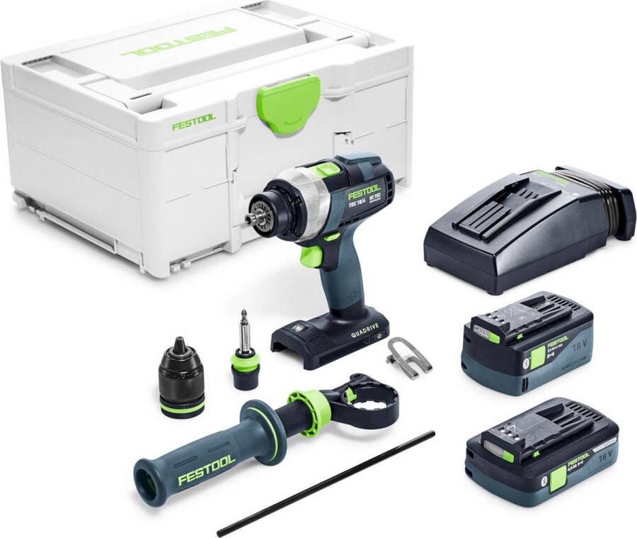 Festool TDC 18 4 5 0 4 0 I-Plus QUADRIVE Accu Schroefboormachine 18V 4.0 5.0Ah in Systainer 577649