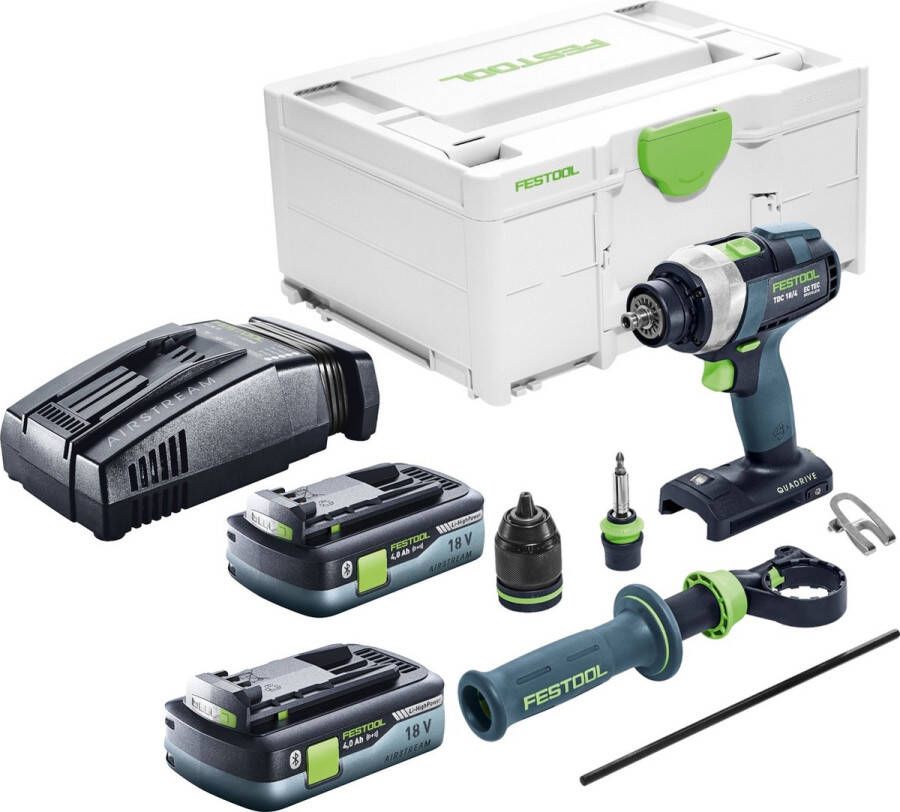 Festool TDC 18 4 I-Basic accuschroefboormachine 18 V 75 Nm borstelloos + 2x accu 4.0 Ah + snellader + systainer