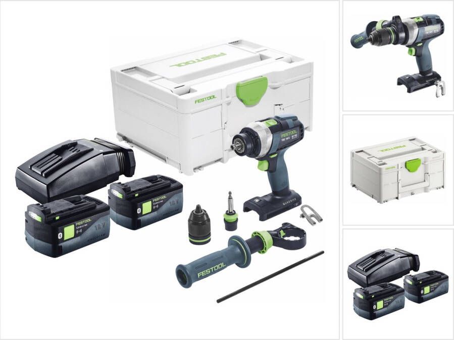 Festool TDC 18 4 I-Basic accuschroefboormachine 18 V 75 Nm borstelloos + 2x accu 5.0 Ah + lader + systainer