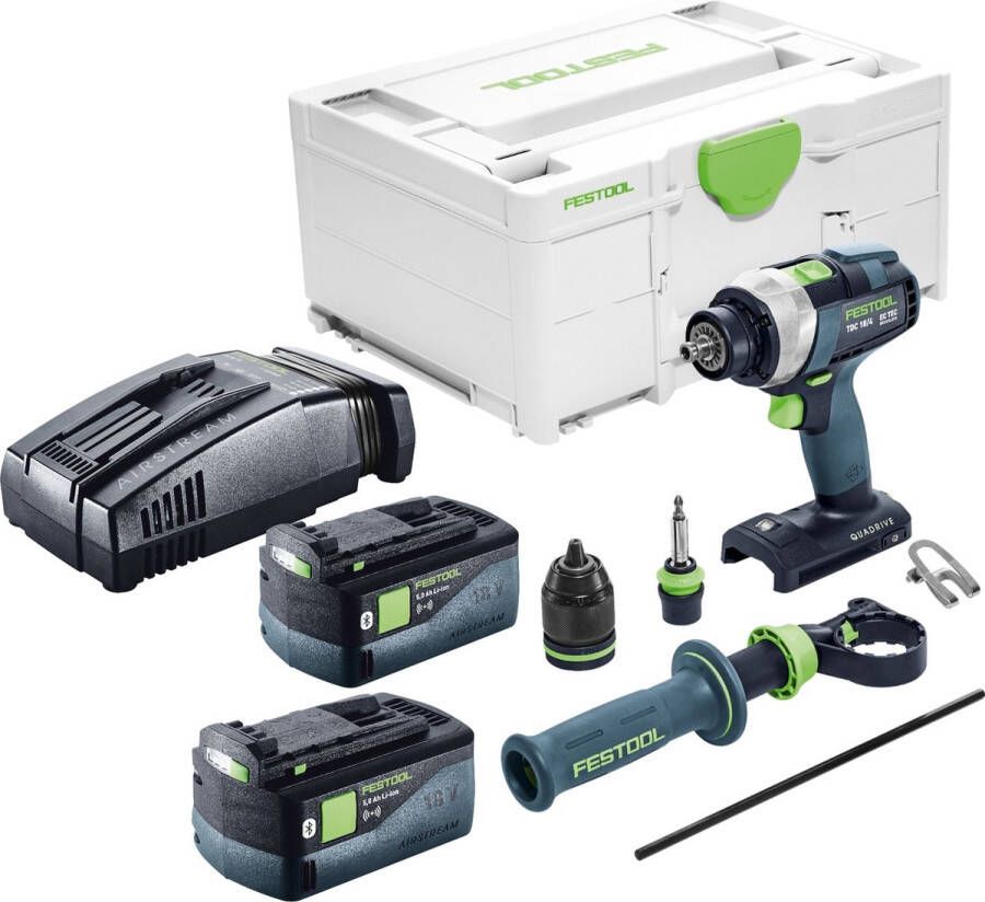 Festool TDC 18 4 I-Basic accuschroefboormachine 18 V 75 Nm borstelloos + 2x accu 5.0 Ah + snellader + systainer