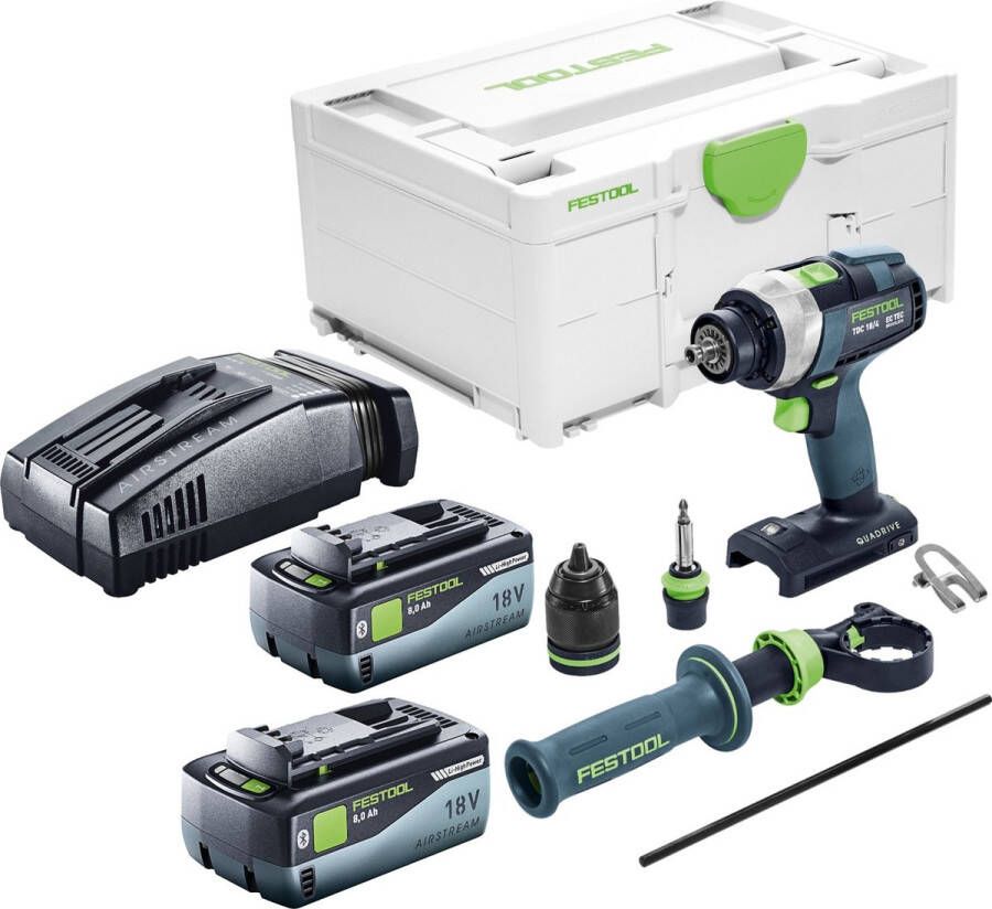 Festool TDC 18 4 I-Basic accuschroefboormachine 18 V 75 Nm borstelloos + 2x accu 8.0 Ah + snellader + systainer