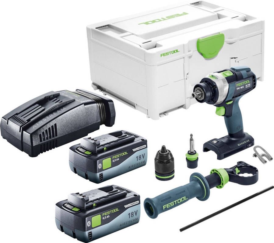 Festool TPC 18 4 I-Basic accu klopboormachine 18 V 75 Nm + 2x accu 8.0 Ah + snellader + systainer
