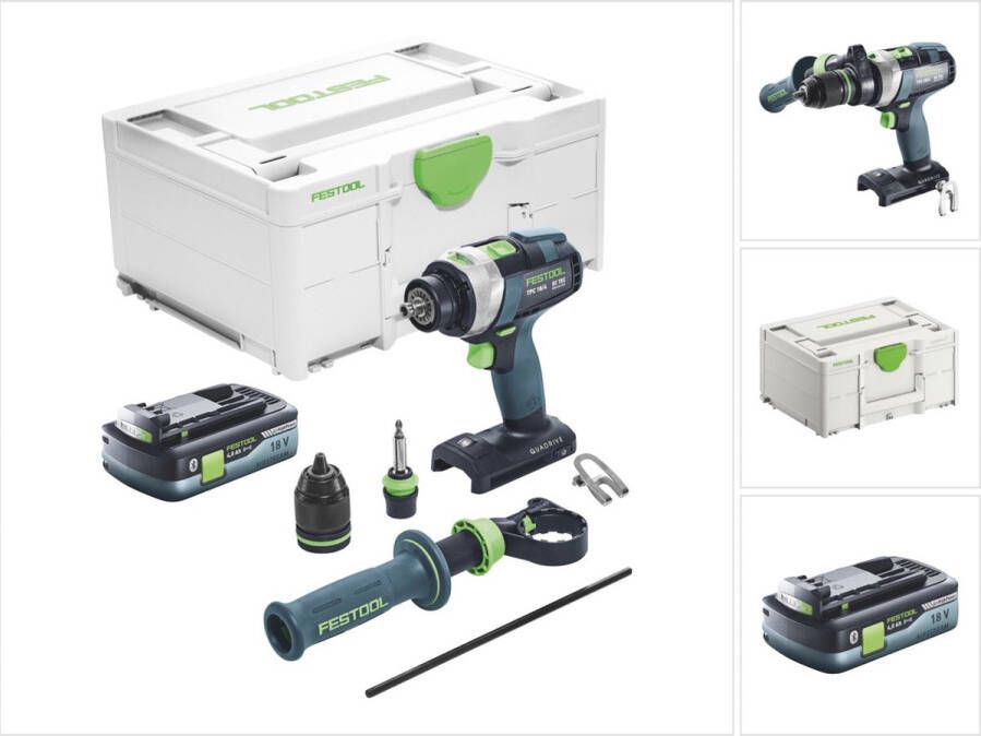 Festool TPC 18 4 I-Basic accu klopboormachine 18 V 75 Nm borstelloos + 1x accu 4.0 Ah + systainer zonder oplader