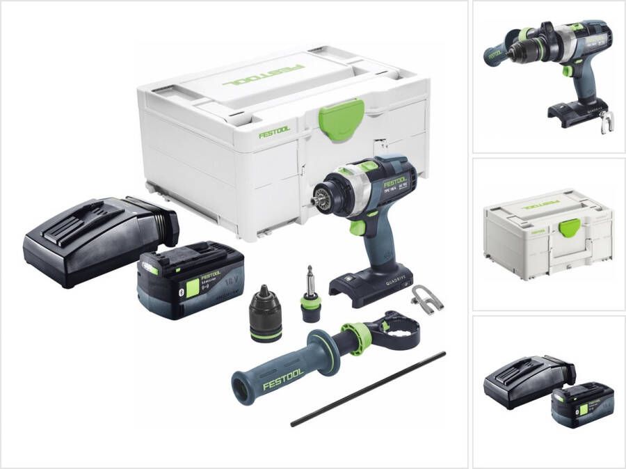 Festool TPC 18 4 I-Basic accu klopboormachine 18 V 75 Nm borstelloos + 1x accu 5.0 Ah + lader + systainer