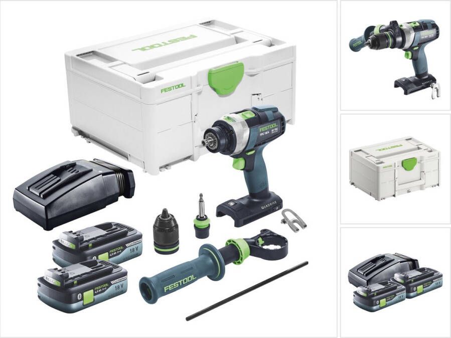 Festool TPC 18 4 I-Basic accu klopboormachine 18 V 75 Nm borstelloos + 2x accu 4.0 Ah + lader + systainer