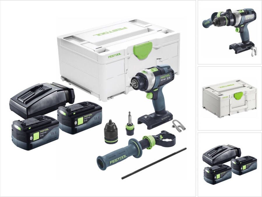 Festool TPC 18 4 I-Basic accu klopboormachine 18 V 75 Nm borstelloos + 2x accu 5.0 Ah + lader + systainer