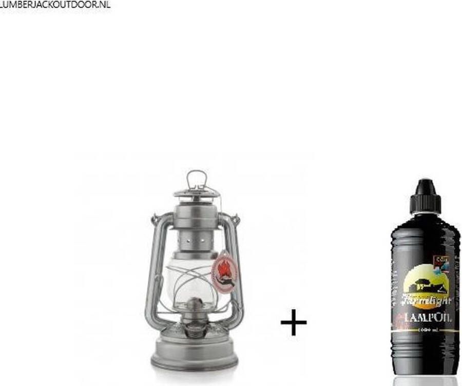 Feuerhand 276 olielamp Stormlamp stormlantaarn verzinkt + 1 ltr Farmlight lampolie