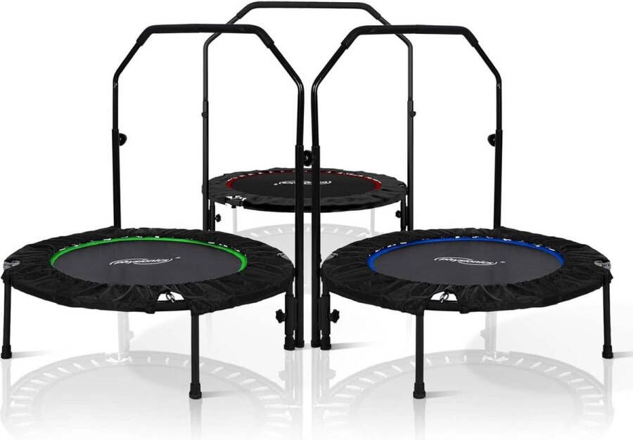 FFE Fitness trampoline met stang Mini trampoline Kleine trampoline fitness Volwassenen 101 cm 150 kg Zwart Groen
