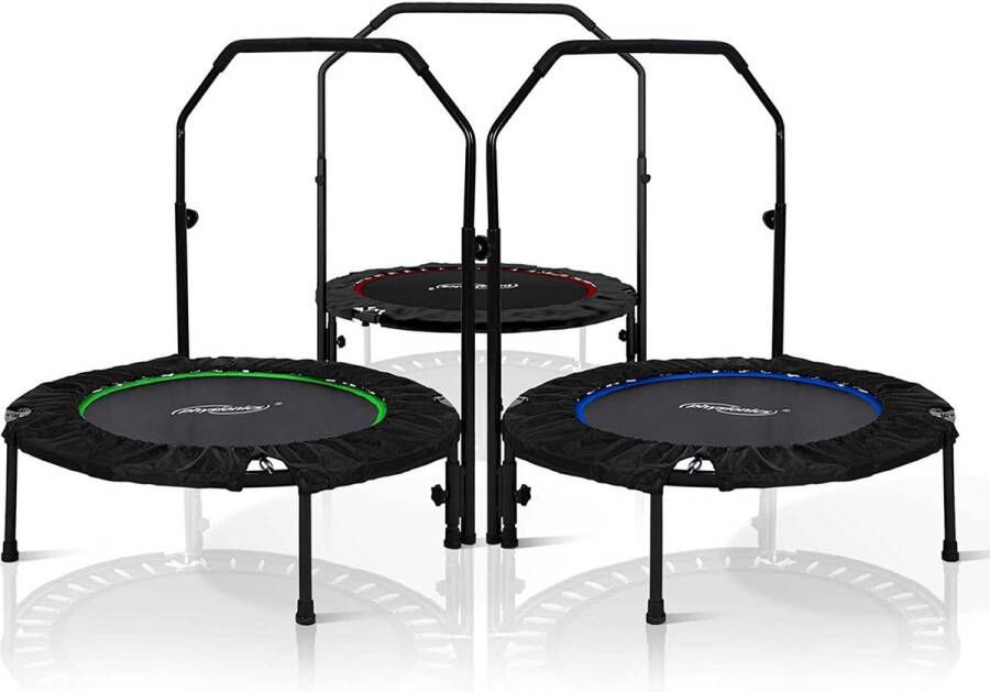 FFE Fitness trampoline met stang Mini trampoline Kleine trampoline fitness Volwassenen 101 cm 150 kg Zwart Rood
