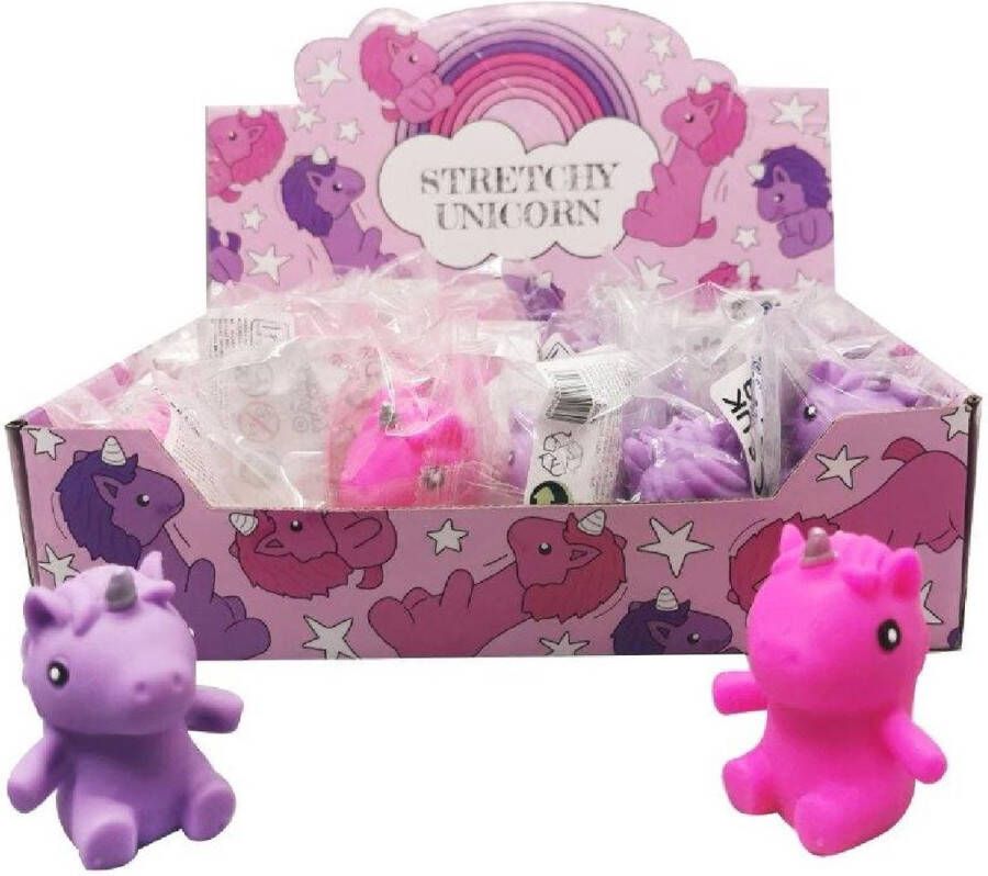 4 Stuks Squishy Mesh Unicorn Stressbal voor Kinderen Speelgoed Roze & Paars