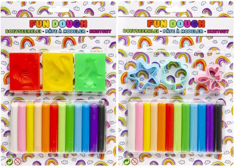 2x Boetseerklei met Vormpjes 12 Kleuren Boetseerklei Set Afbak Klei Voor Kinderen Speelgoed