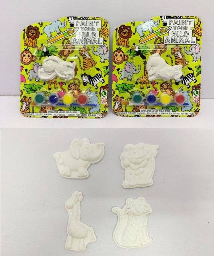 3 Stuks Verf je eigen Wilde Dier Inclusief Waterverf & Kwast DIY Knutselen Waterverf Voor Kinderen