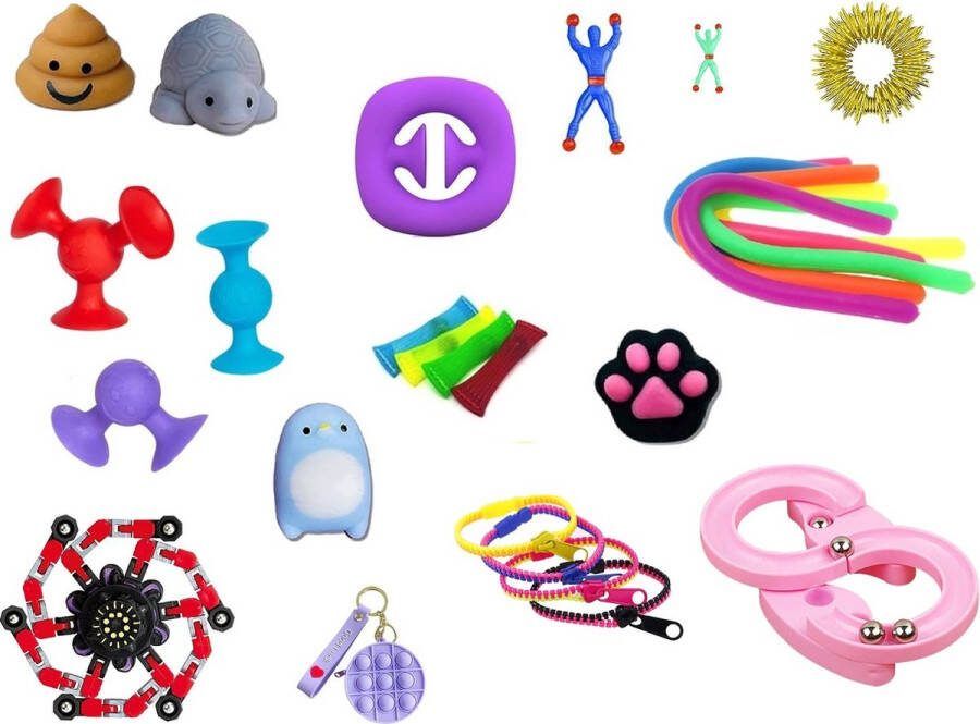 Fidget toys Pakket Pop it Simple Dimple Stressball Squishy Fidget Cube Mochi Squishy Pop suckers Globbles Monkey Noodles Set Wacky Track Fidget Pad