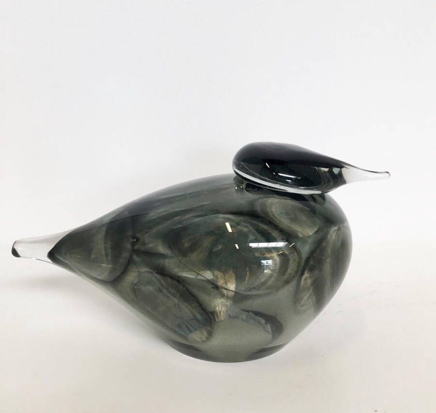 Fidrio Design beeld Duck XXL Grey Cloudy glas mondgeblazen diameter 30 cm