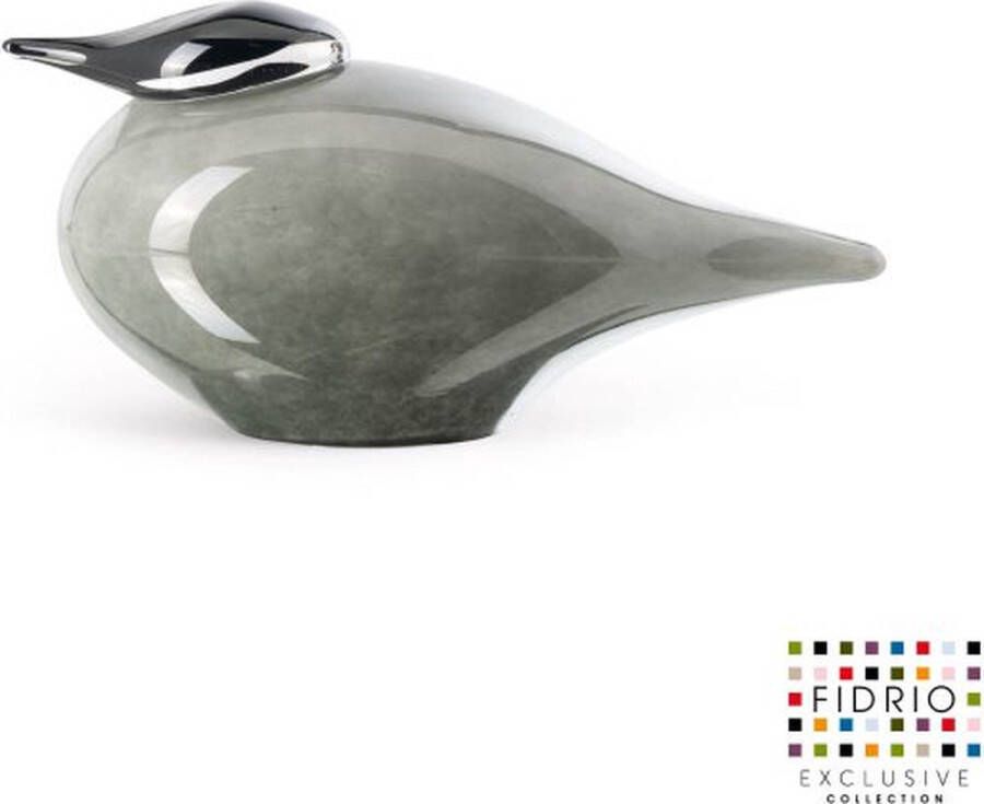 Fidrio Design Beeld Duck XXL GREY OPAL glas mondgeblazen 30 cm breed