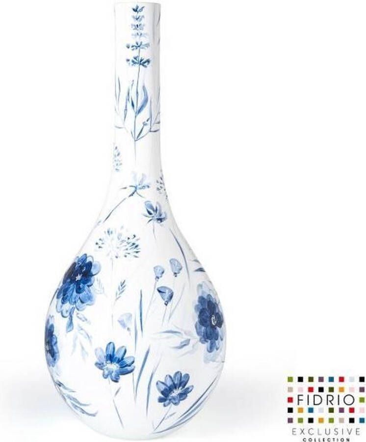 Fidrio Design fles Bottle DUTCH BLUE HANDPAINTED glas mondgeblazen hoogte 60 cm