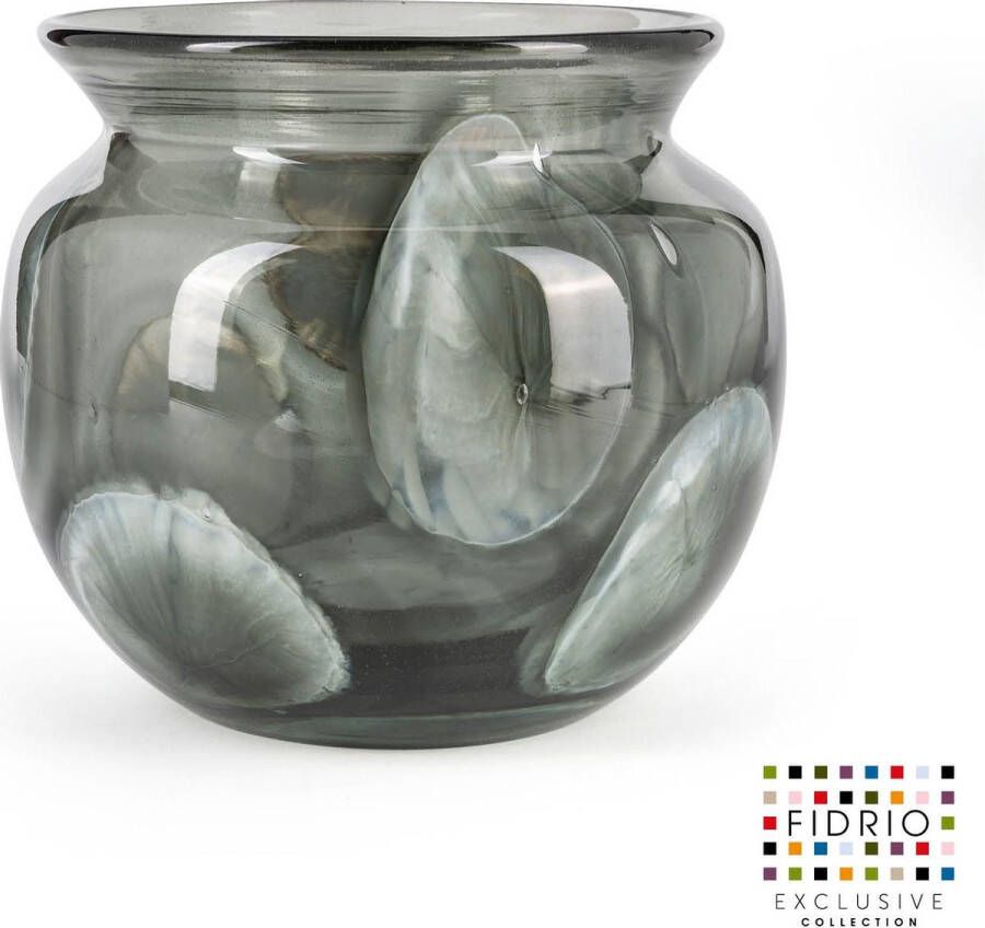Fidrio Design Pot Eden Grey Cloudy glas mondgeblazen diameter 16 cm hoogte 20 cm