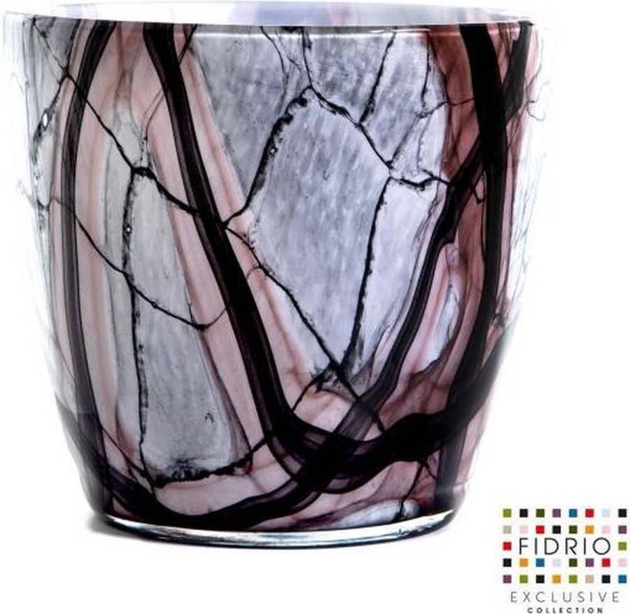 Fidrio Design pot Oval ONYX FLAME glas mondgeblazen diameter 18 cm hoogte 25 cm