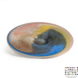 Fidrio Design Schaal Plate Diam BLUE LAGOON glas mondgeblazen diameter 45 cm