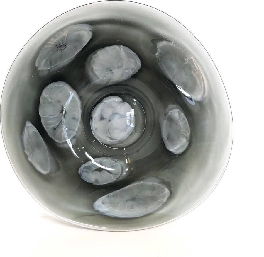 Fidrio Design schaal Plate Grey Cloudy glas mondgeblazen diameter 45 cm