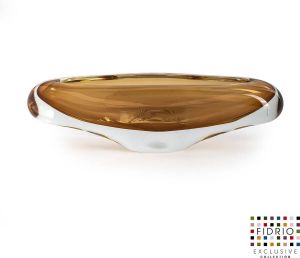 Fidrio Design Vaas Amber MASSIVE glas mondgeblazen bloemenvaas diameter 37 cm hoogte 12 cm