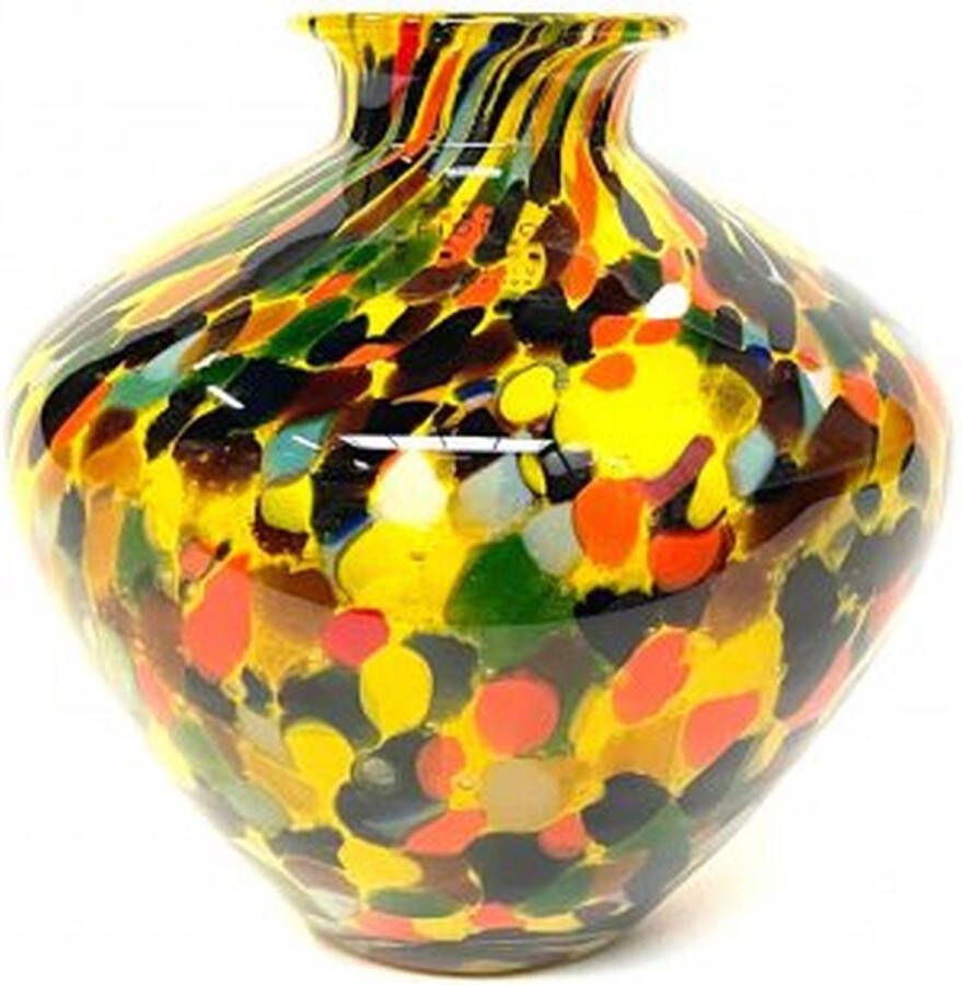 Fidrio Design Vaas Belly FIESTA glas mondgeblazen bloemenvaas hoogte 20 cm