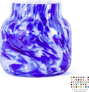 Fidrio Design vaas Bloom DELFTS BLUE glas mondgeblazen hoogte 15 cm