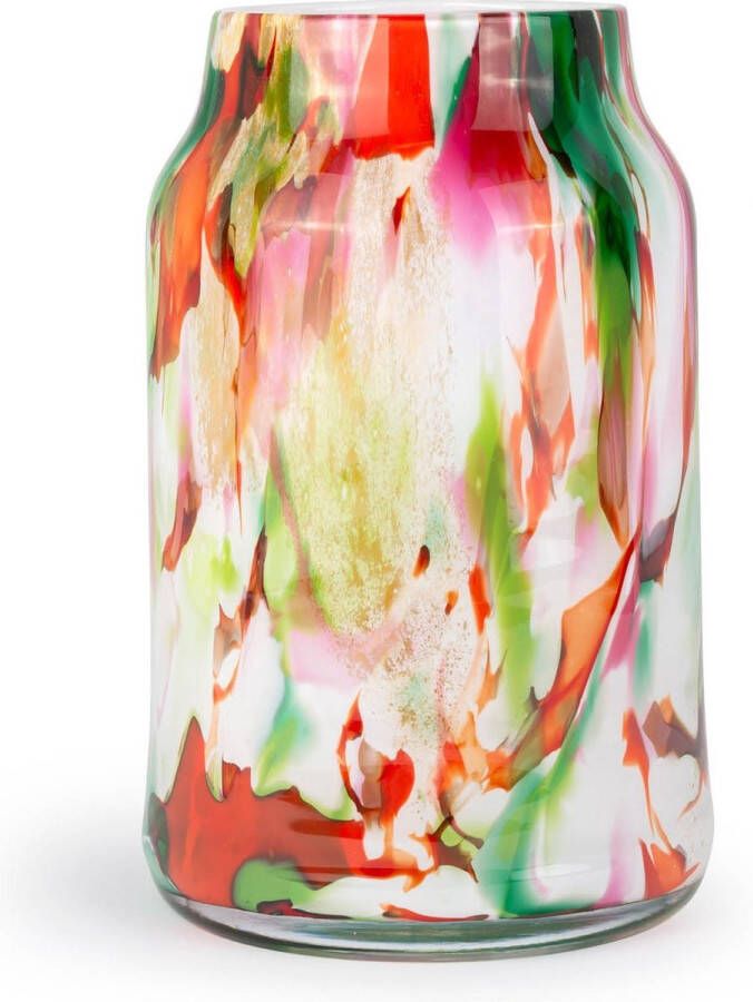 Fidrio Design vaas Bloom MIXED COLOURS glas mondgeblazen bloemenvaas hoogte 30 cm