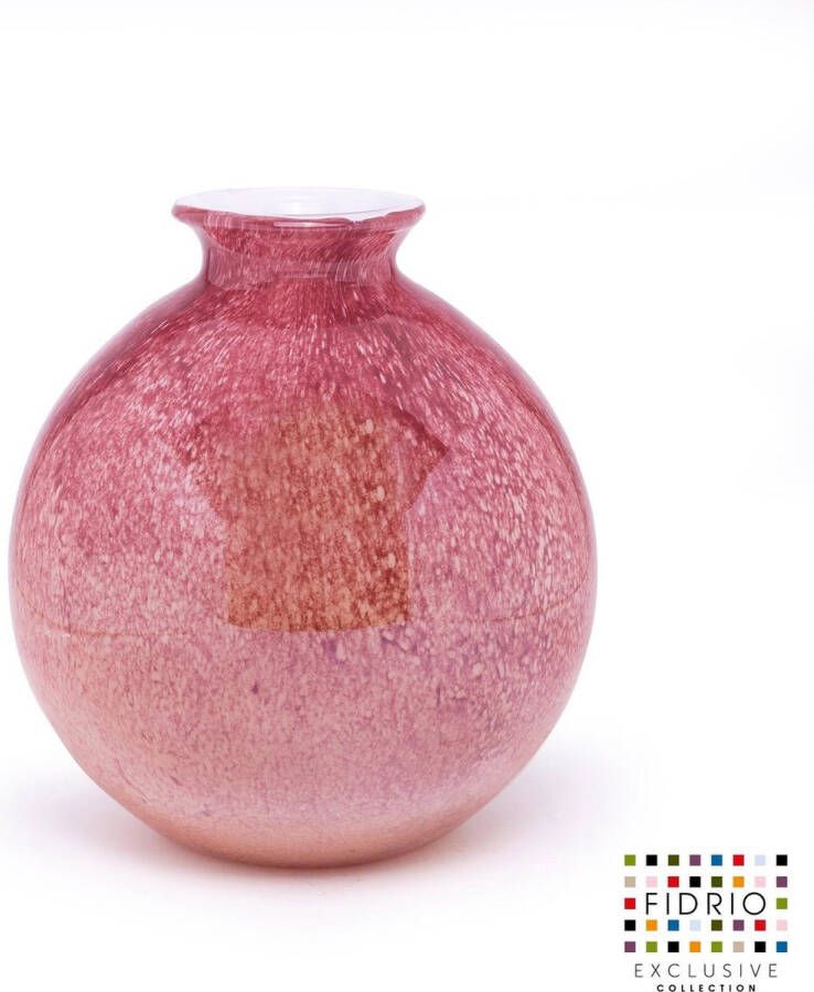 Fidrio Design vaas bolvase with neck ANCIENT PINK glas mondgeblazen bloemenvaas diameter 19 cm