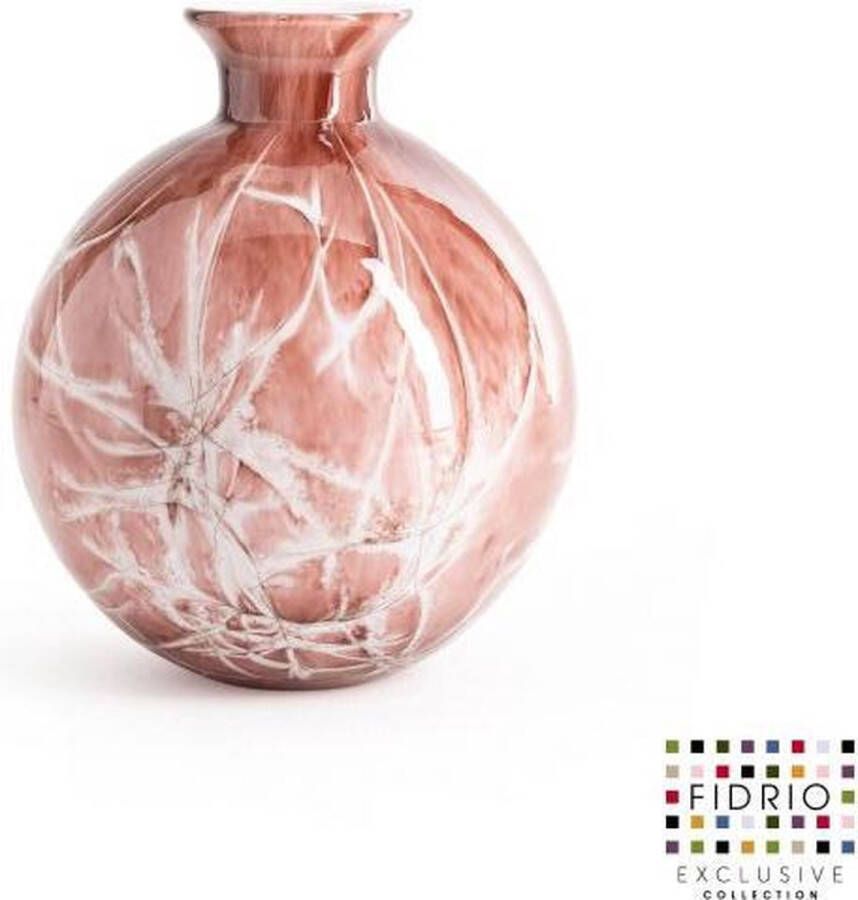 Fidrio Design vaas Bolvase With Neck MAUVE glas mondgeblazen bloemenvaas diameter 19 cm