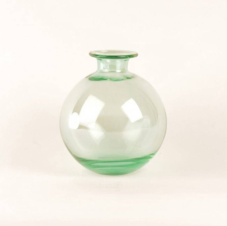 Fidrio Design Vaas Bolvase With Neck SHINY GREEN glas mondgeblazen bloemenvaas hoogte 23 cm