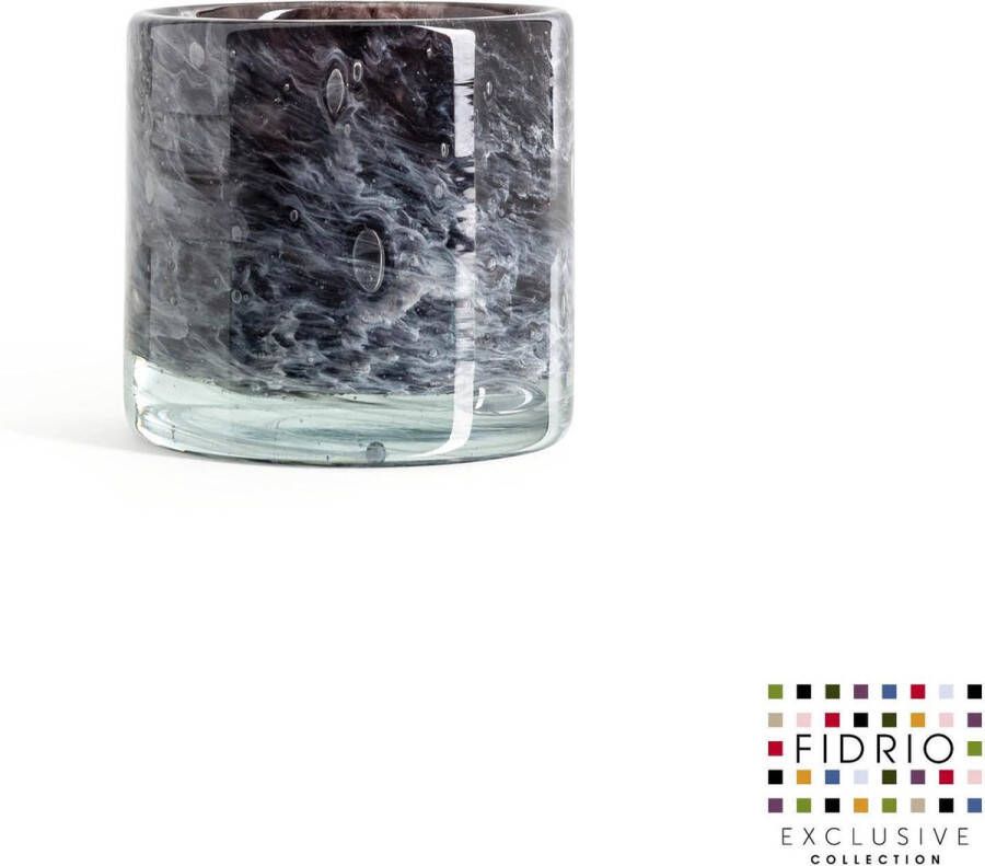 Fidrio Design Vaas Cilinder BLACK FOREST glas mondgeblazen bloemenvaas diameter 8 5 cm hoogte 8 5 cm